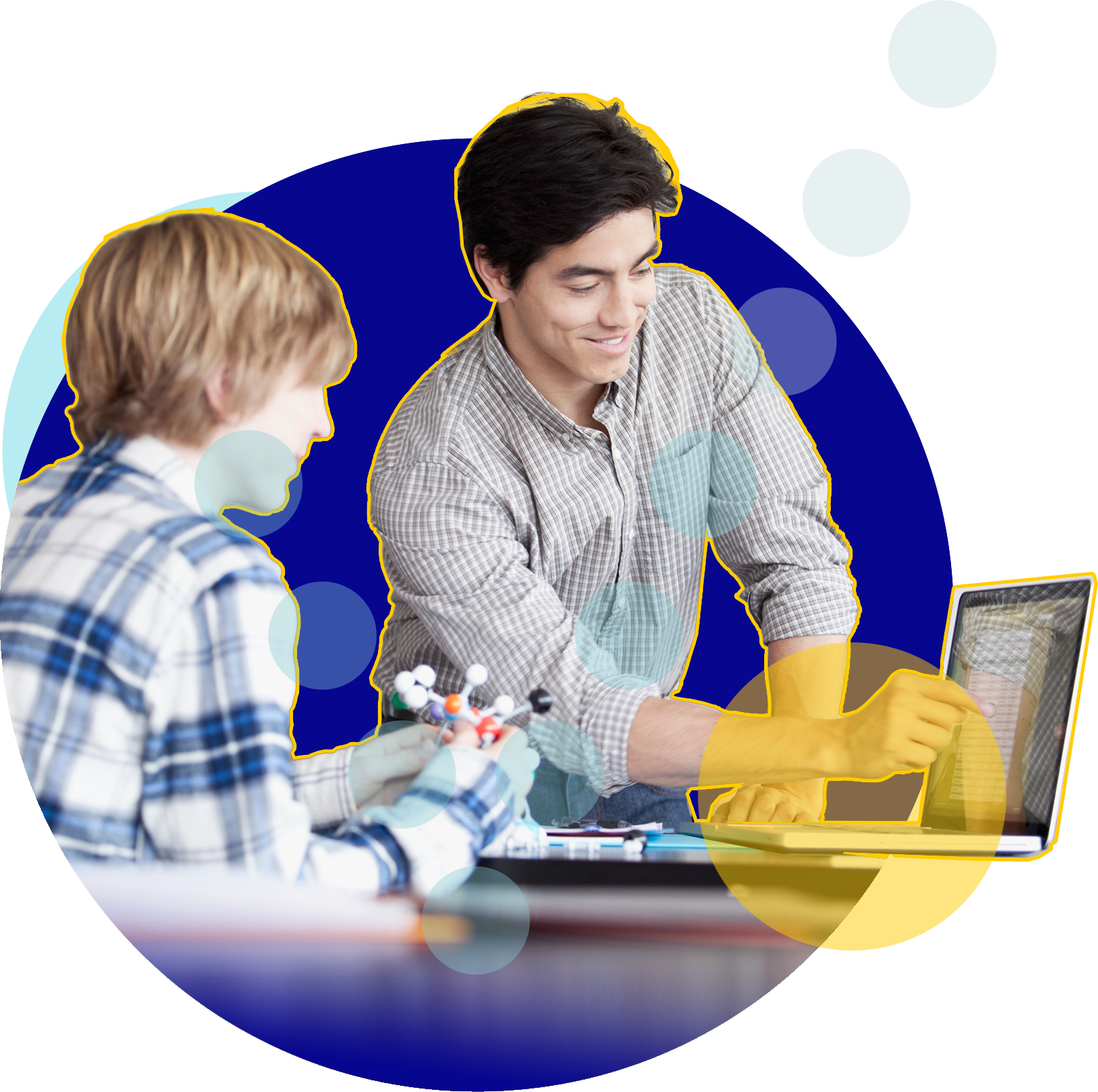 teacher helping student