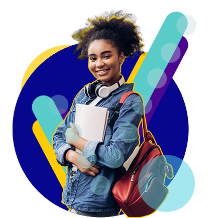 student holding books with backpack